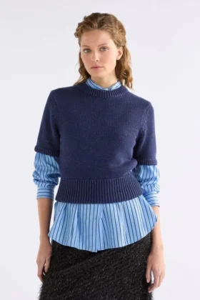 Luft Lurex Knit Top Navy Copper