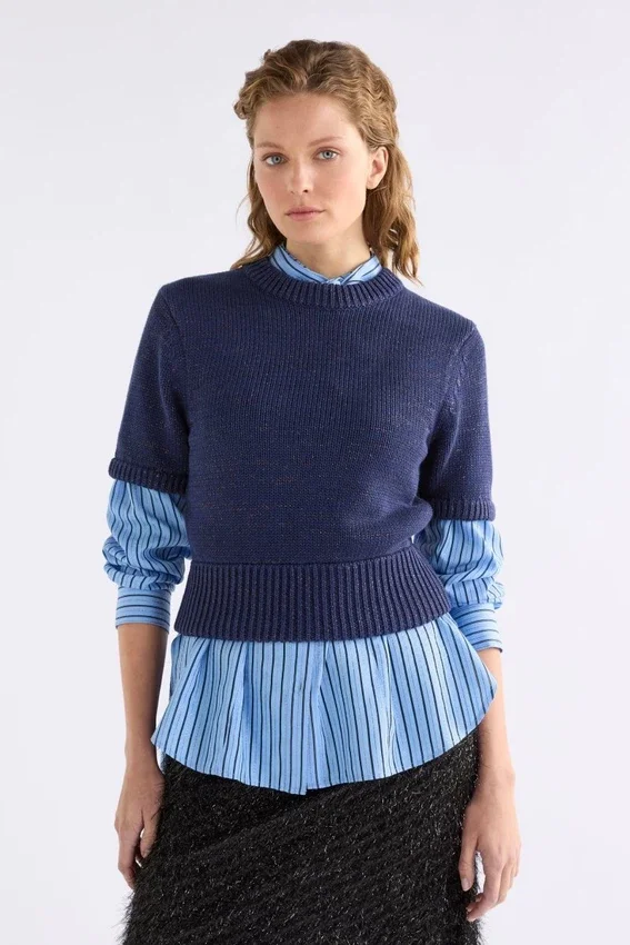 Luft Lurex Knit Top Navy Copper Luft Lurex Knit Top Navy Copper