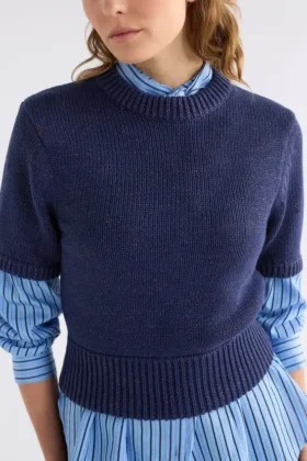 Luft Lurex Knit Top Navy Copper