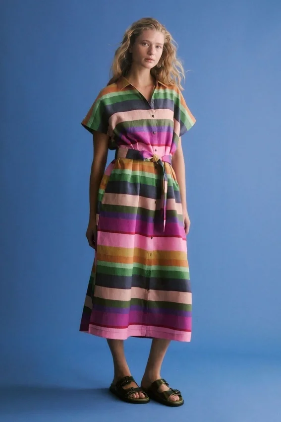Tilko Linen Shirt Dress Lysbro Print Tilko Linen Shirt Dress Lysbro Print