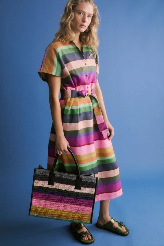 Tilko Linen Shirt Dress Lysbro Print Tilko Linen Shirt Dress Lysbro Print