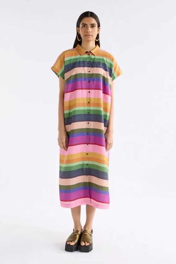 Tilko Linen Shirt Dress Lysbro Print Tilko Linen Shirt Dress Lysbro Print
