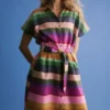 Tilko Linen Shirt Dress Lysbro Print Tilko Linen Shirt Dress Lysbro Print