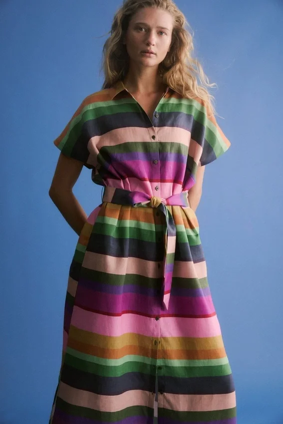 Tilko Linen Shirt Dress Lysbro Print Tilko Linen Shirt Dress Lysbro Print