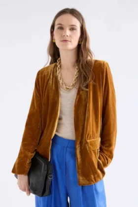 Velvet Soft Blazer Jacket Golden