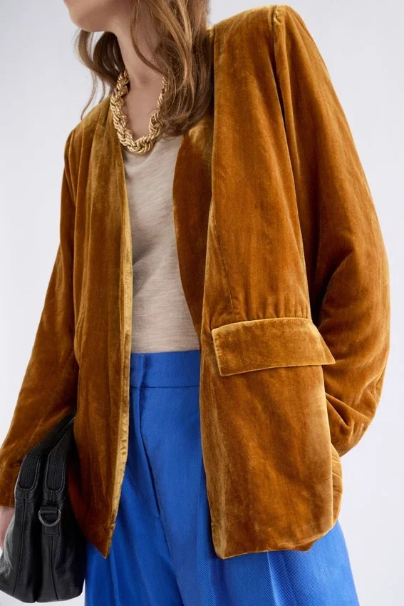 Velvet Soft Blazer Jacket Golden Velvet Soft Blazer Jacket Golden