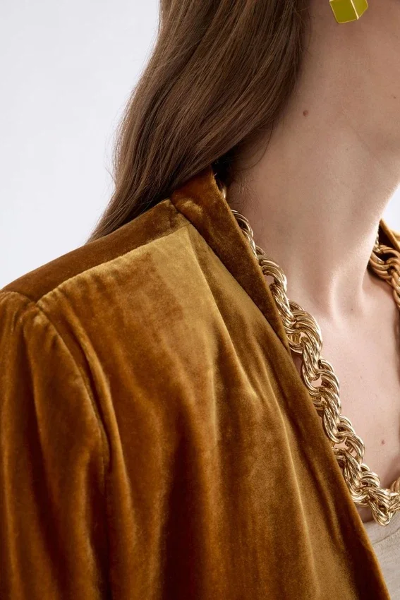 Velvet Soft Blazer Jacket Golden Velvet Soft Blazer Jacket Golden