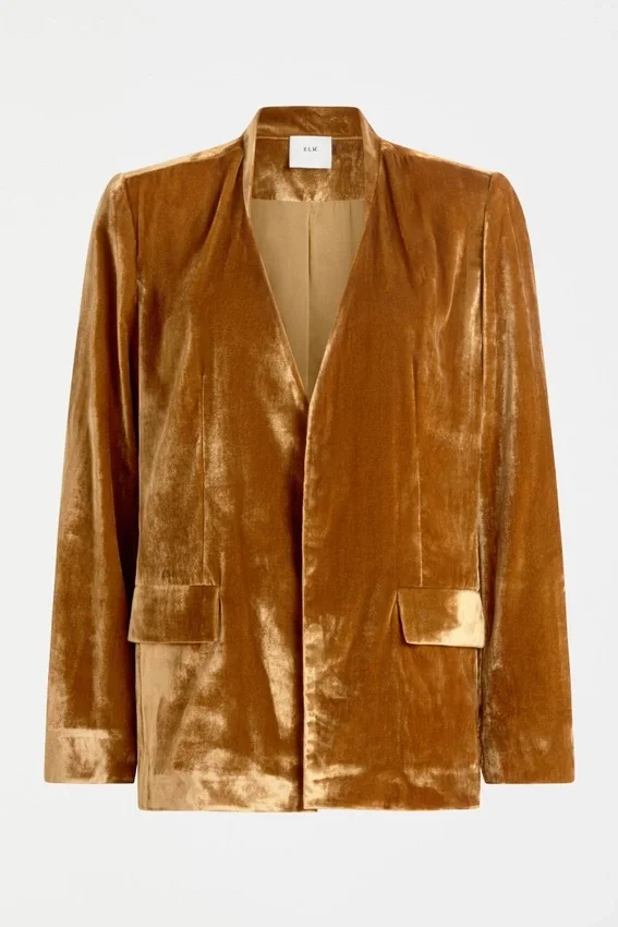 Velvet Soft Blazer Jacket Golden Velvet Soft Blazer Jacket Golden